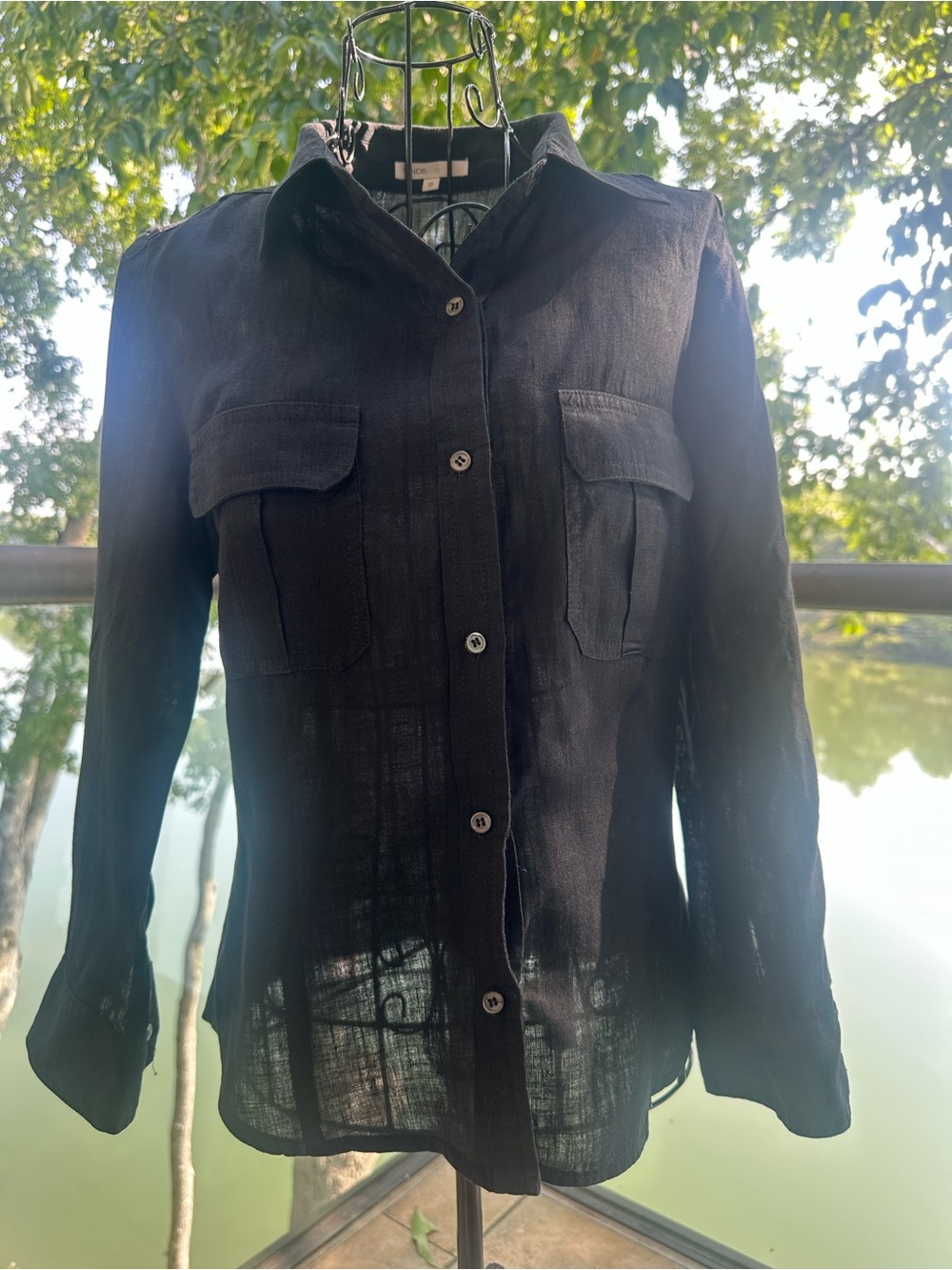 Vince Black Button-Front Utility top